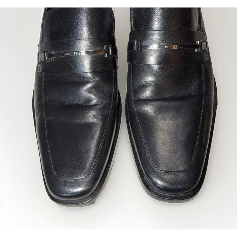 Hugo Boss Men's Carl Black Horse Bit Leather Loafers Dress Shoes US Size 10.5
